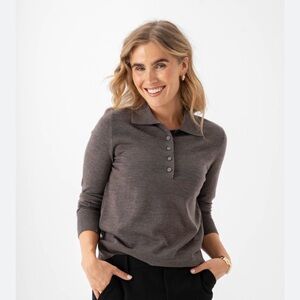 Gray long sleeve polo